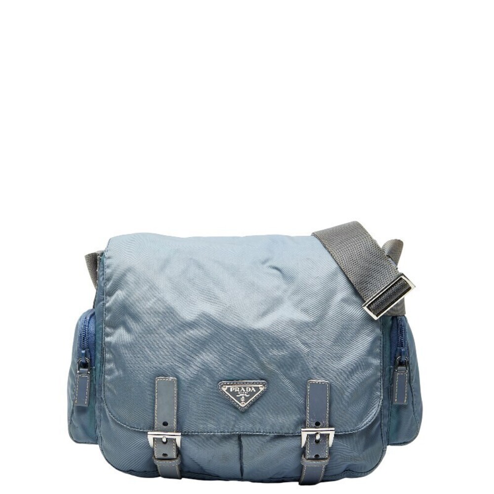 Prada Triangle Plate Shoulder Bag Messenger Blue